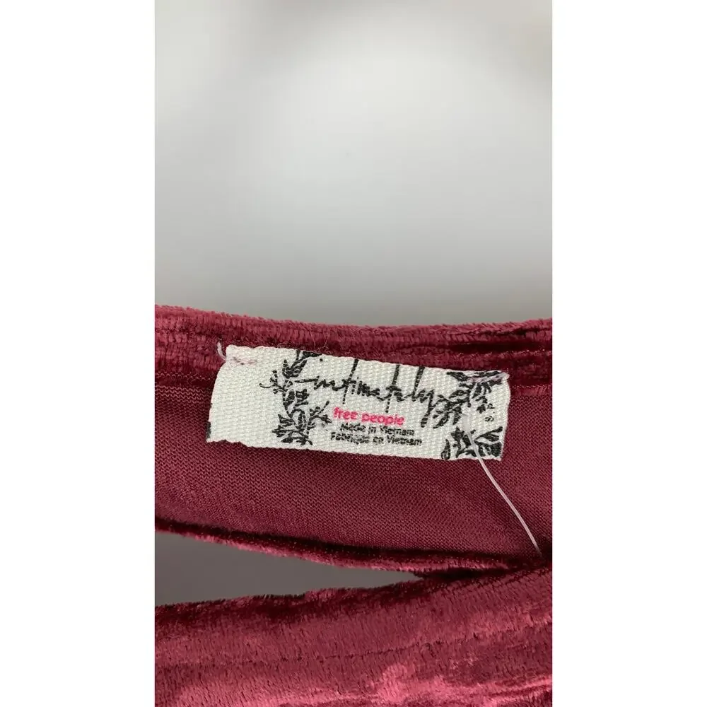 Free People Intimately Midnight Mood Velvet Crop Dark Red Womens Small New 90s